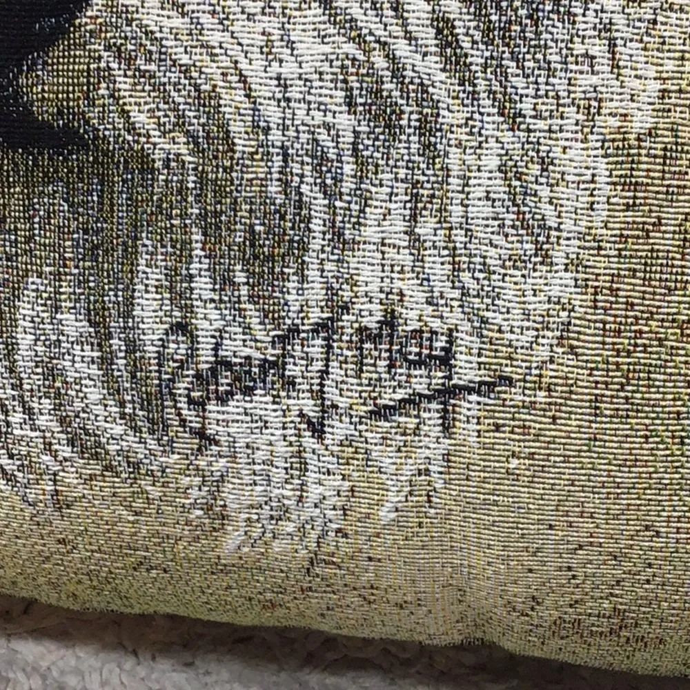 Robert May white terrier woven pillow